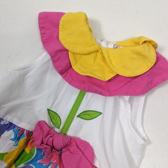 Vintage Bubble Romper Girls Size 18m Floral Tulip Outfit - Picture 2 of 5